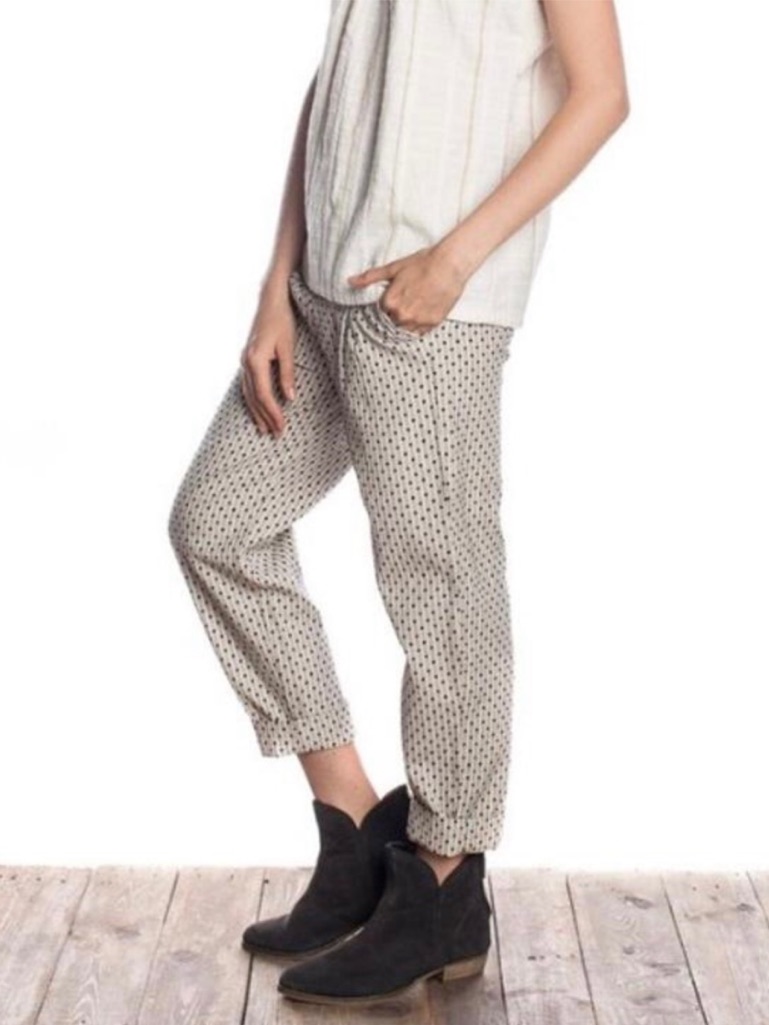 Ace & Jig Westside Pants In Natural Mini-Dot Xs Pull On Lagenlook 23” Inseam